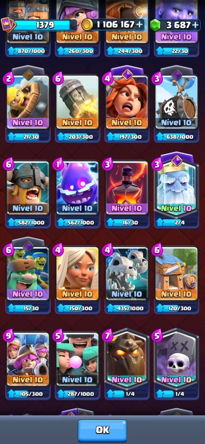 Conta Clash Royale mto boa arena 21 com quase todas as cartas oferta