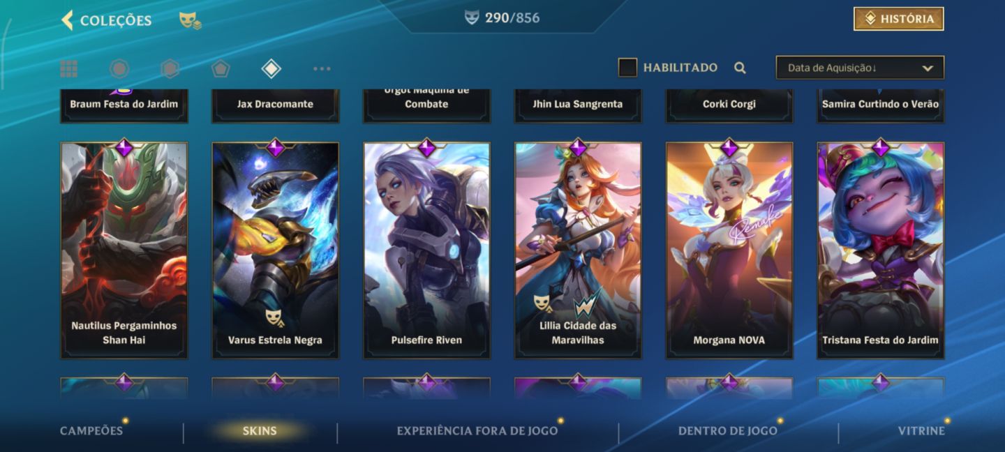 Conta Wild Rift Focada em ADCs 290 skins
