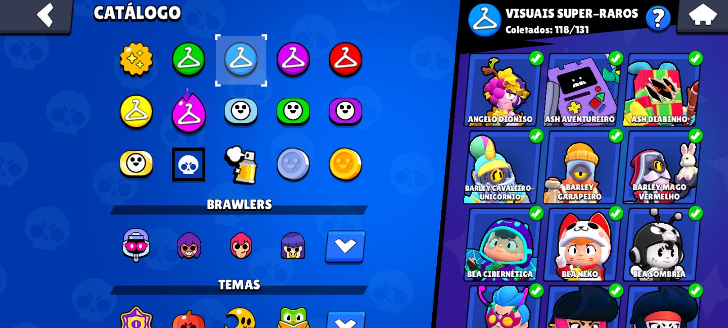 Conta de brawl stars com mais de 120k de trofeus, 500 skins, e mestre 2020