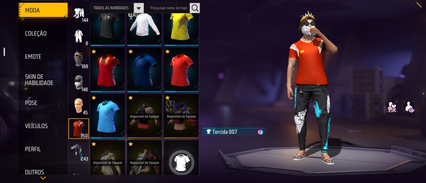 Conta free fire com barbinha e top criminal
