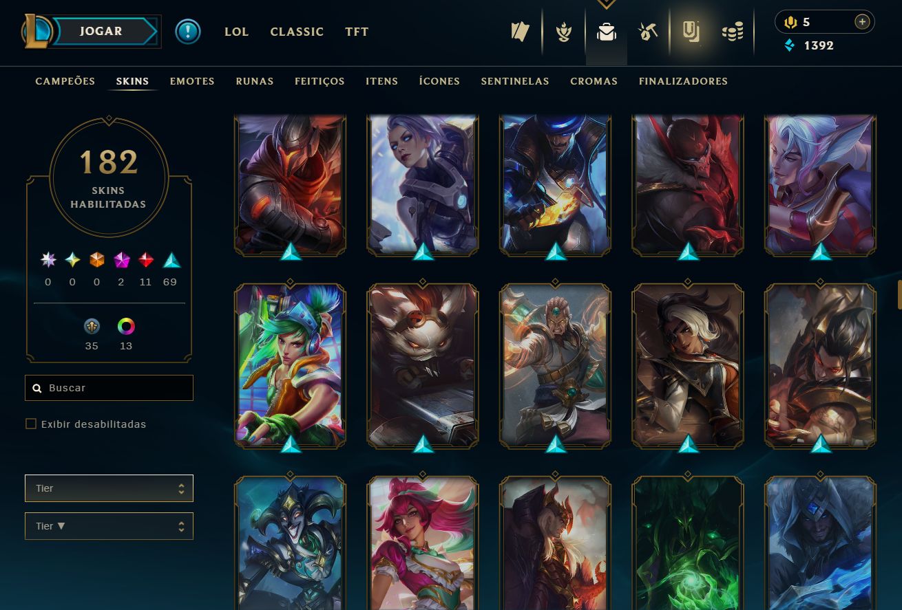 CONTA UNRANKED - 182 SKIN - FULL CHAMP + PREÇO BAIXISSIMO! - 100% SEGURA!