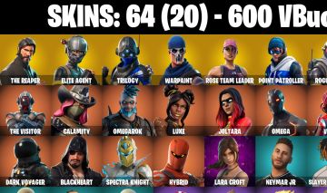 64 Skins - The Reaper, OG STW (Farm vbucks), Omega, Machado doce & Foice
