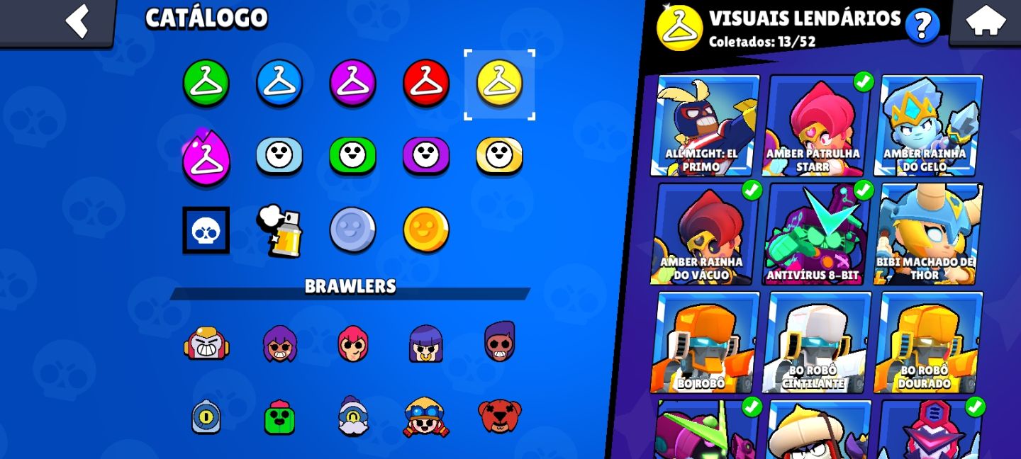 CONTA BRAWL STARS - RARA | 47K+ TROFÉUS | 52 HIPERCARGAS | SKINS EXCLUSIVAS