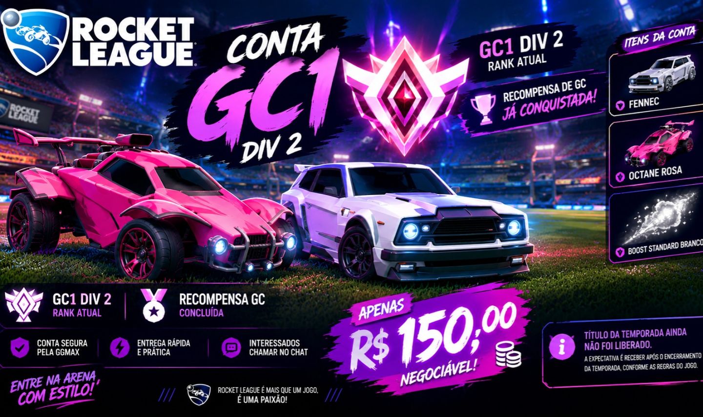 CONTA ROCKET LEAGUE GC1 À VENDA! GC1 DIV 2 GRAND CHAMPION! Full Aceso epic