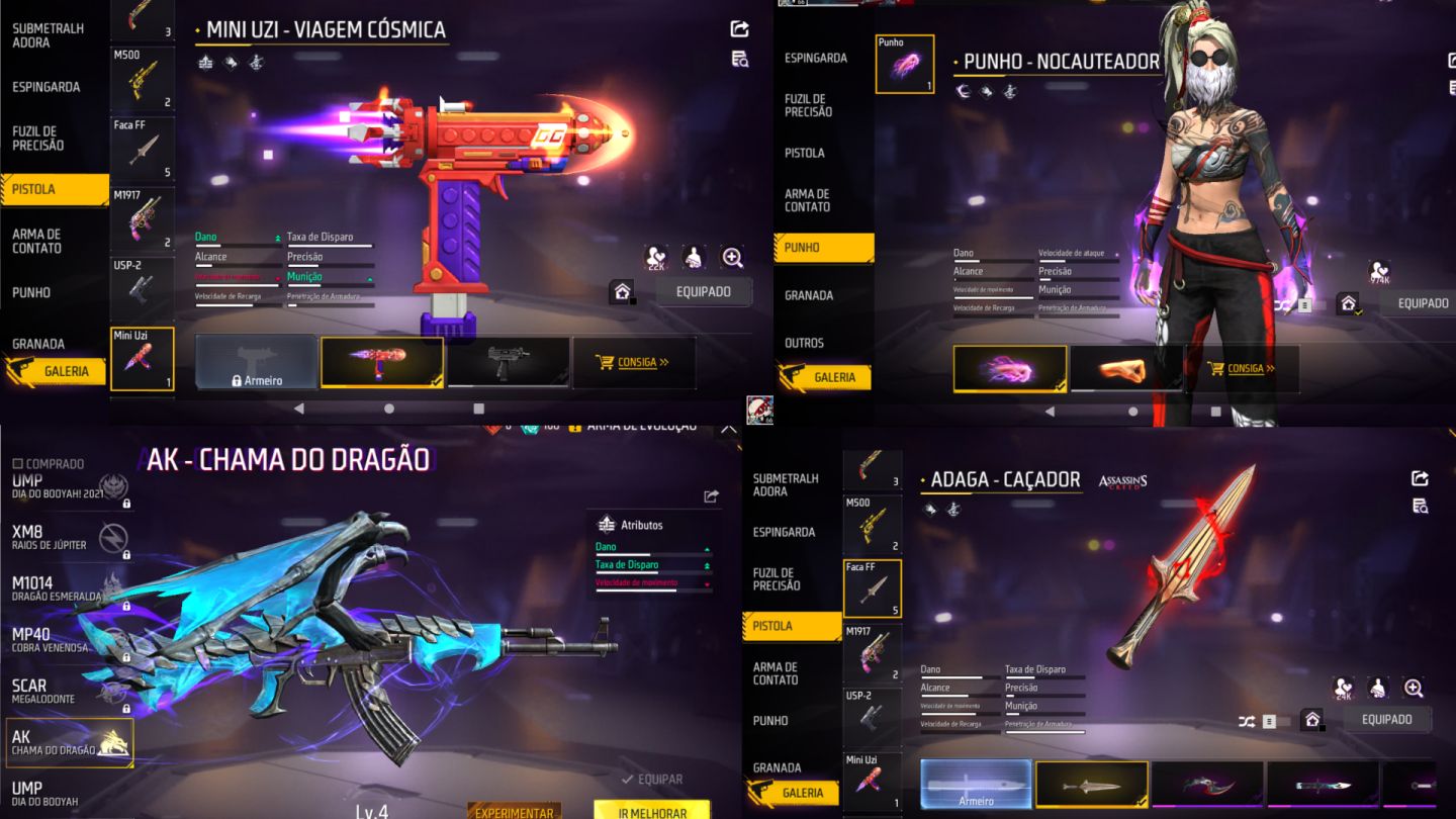 CONTA FREE FIRE | 7 ANOS | LVL 66 | FEMININA E MASCULINA | COLECIONADOR