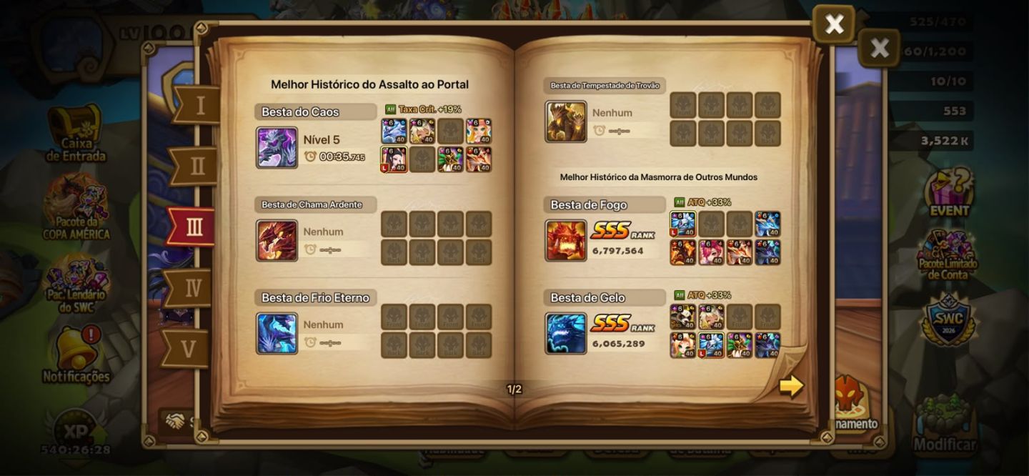 Triple LD - Summoners War- Ongyuki, Hilda e Liliana PVE feito