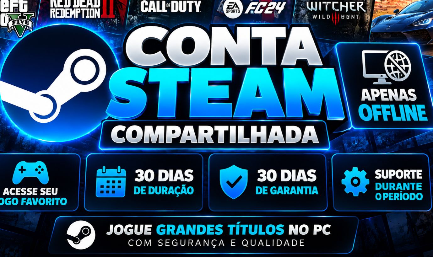 Conta Steam com GTA 5 Compartilhada | Apenas Offline | 30 Dias de Duração