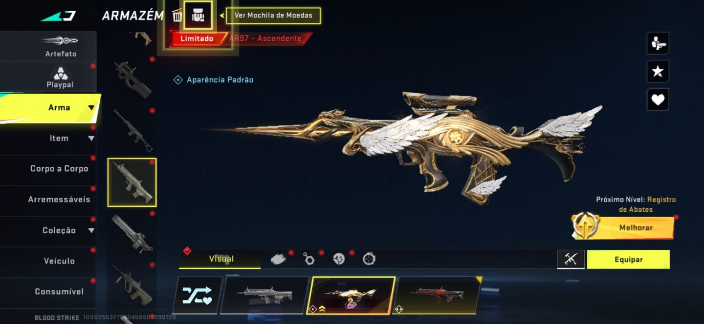 Conta de blood striker a venda com skin do Levi parceria e várias skins de armas