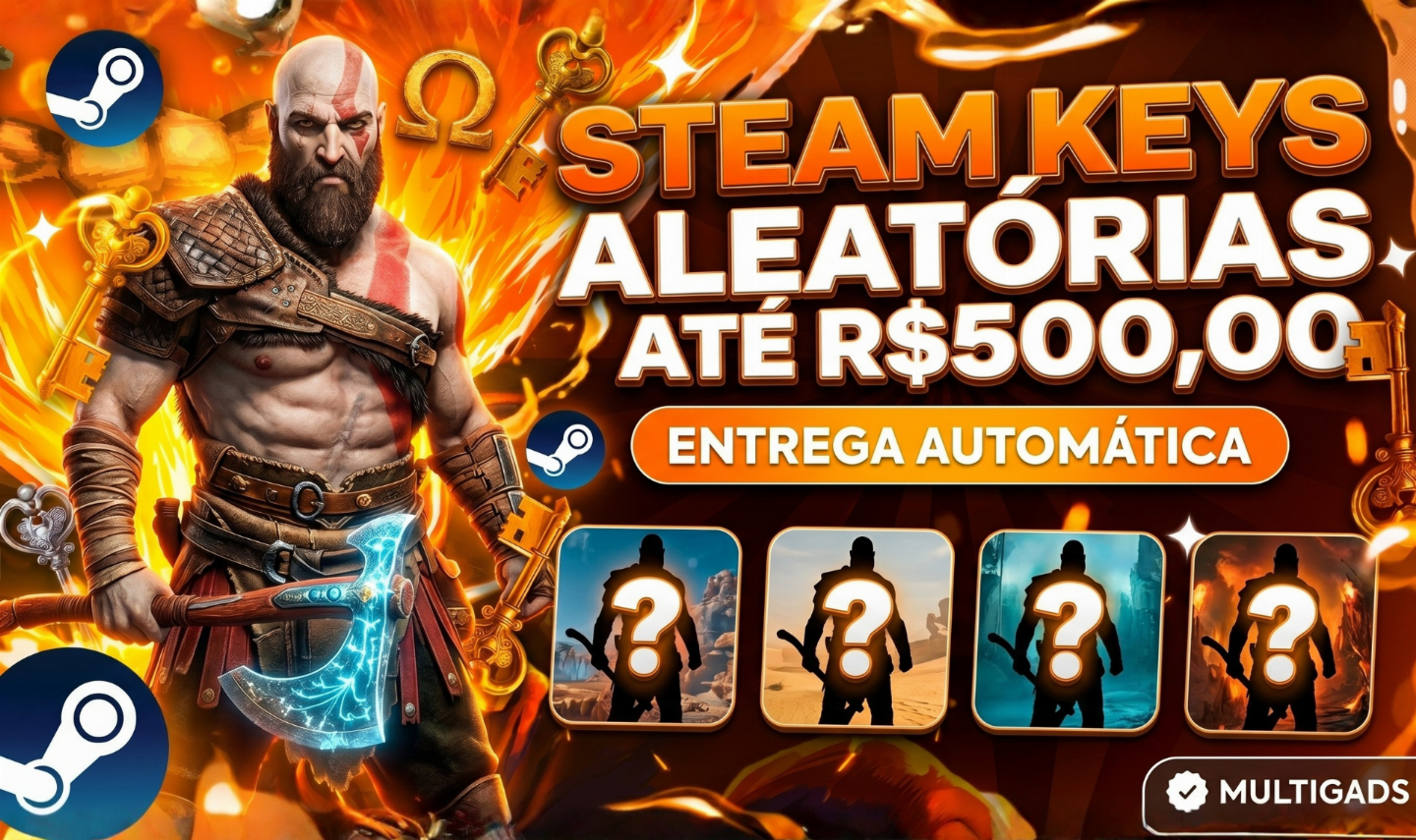 STEAM KEYS ALEATORIAS ATÉ R$500,00 - ENTREGA AUTOMATICA