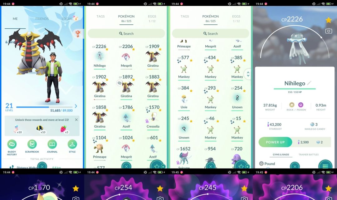 Pokemon go LVL 21 | 12 LENDÁRIOS + ULTRA BEAST + 8 SHINIES D203