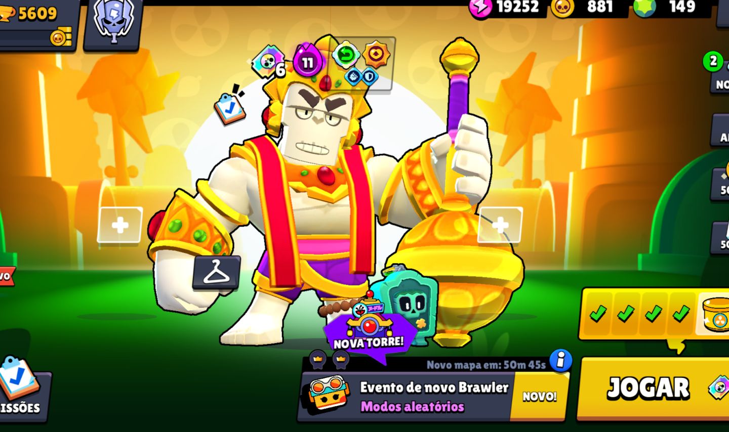 Continha top Brawl Stars - Várias skins, 60 Brawlers e 5mil troféus