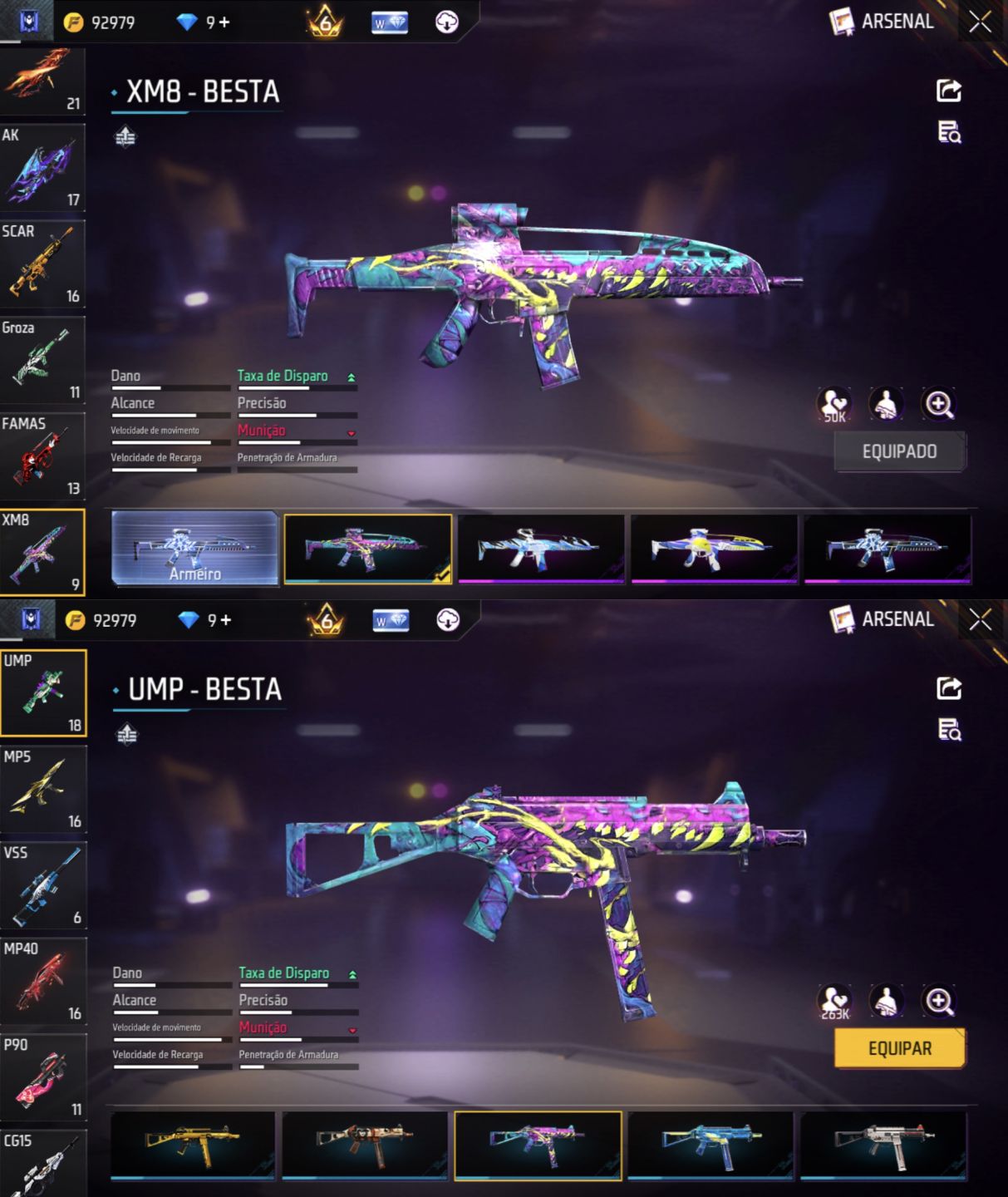 CONTA FREE FIRE FEMININA E MASCULINA, FOCO NO FEMININO