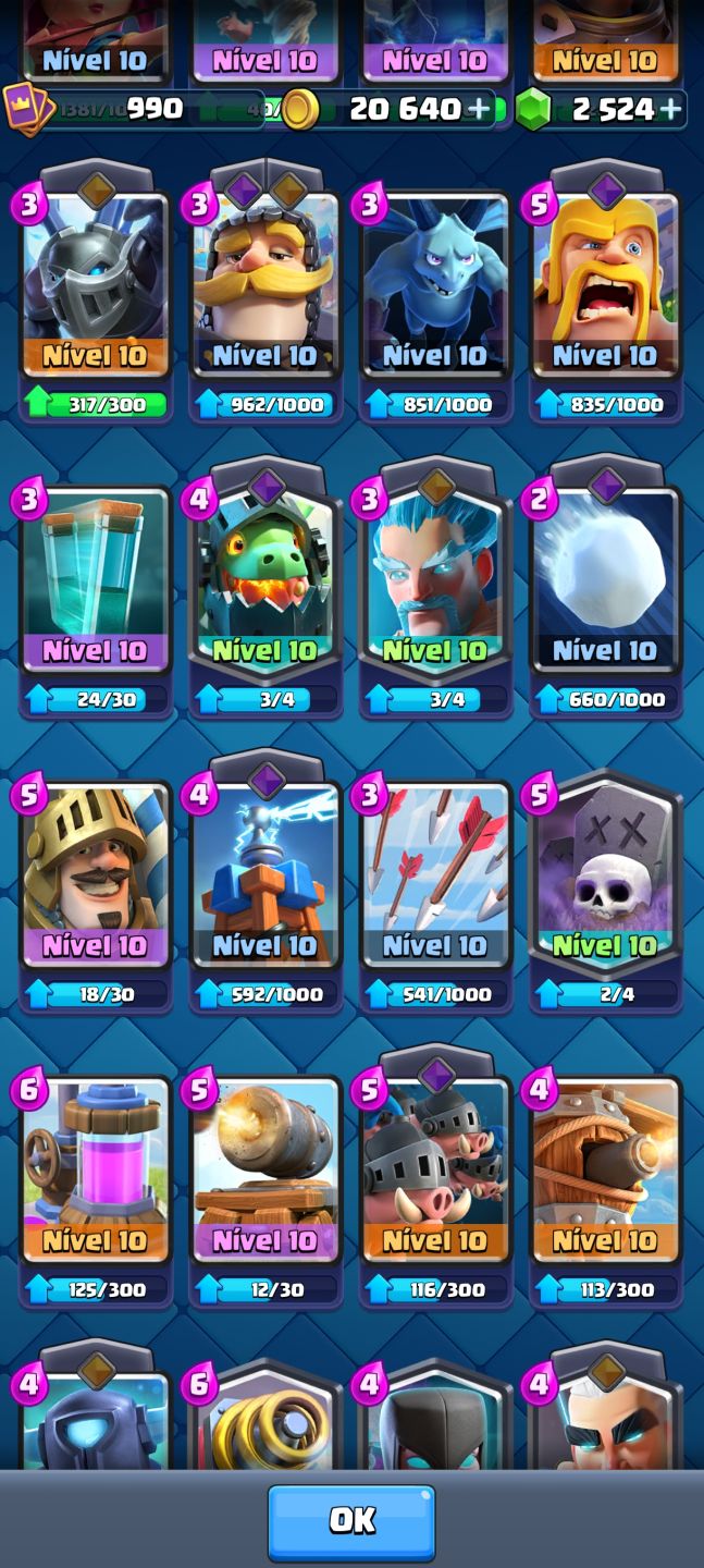 CONTA CLASH ROYALE BEM DESENVOLVIDA | 5.115 TROFÉUS | 2.524 GEMAS
