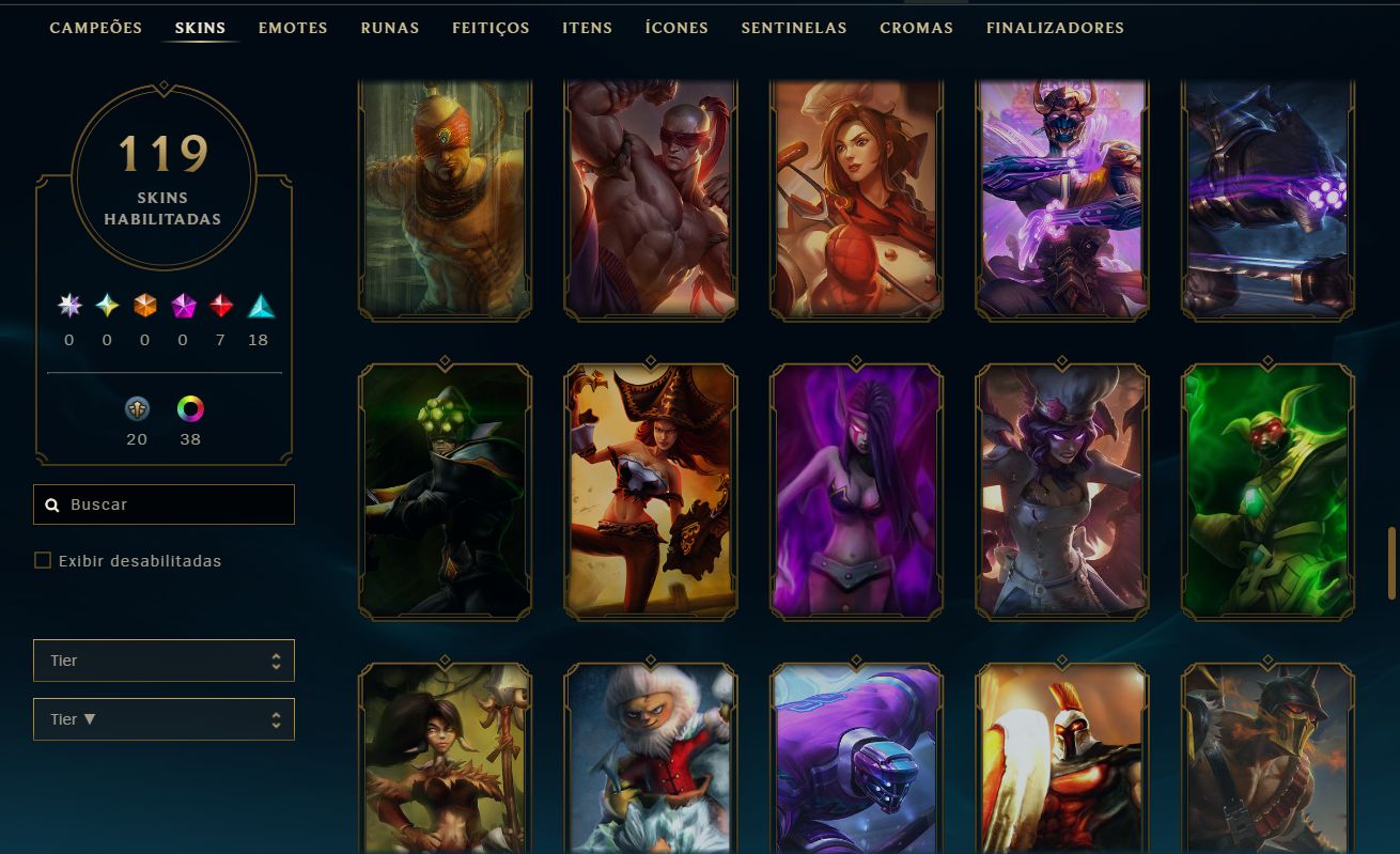 CONTA LOL MESTRE 200PDL+ / LV 101 / 119 SKINS / TODOS CHAMPS / FULL ACESSO DADOS
