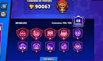 A melhor Conta de braw stars com 90k de troféus é muitas skin