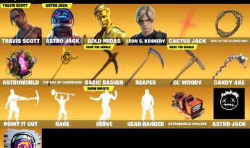 CONTA FORTNITE 170 SKINS-TRAVIS SCOTT-LEON KENNEDY -TRAVIS GLIDER -1100VBUCKS