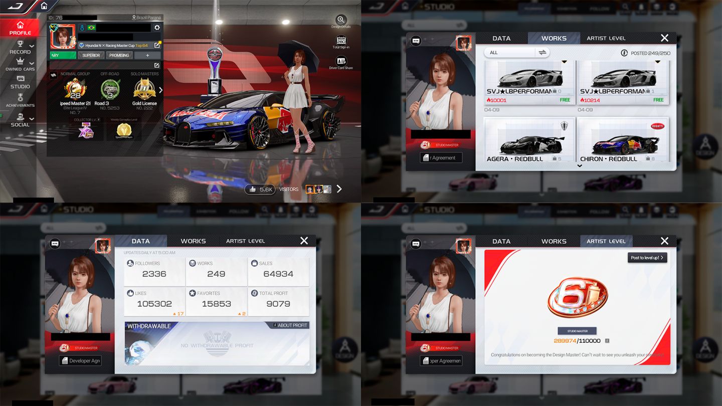 CONTA RACING MASTER | VIP 7 | REI DA VELOCIDADE | VÁRIOS CARROS | ESTUDIO NV 6