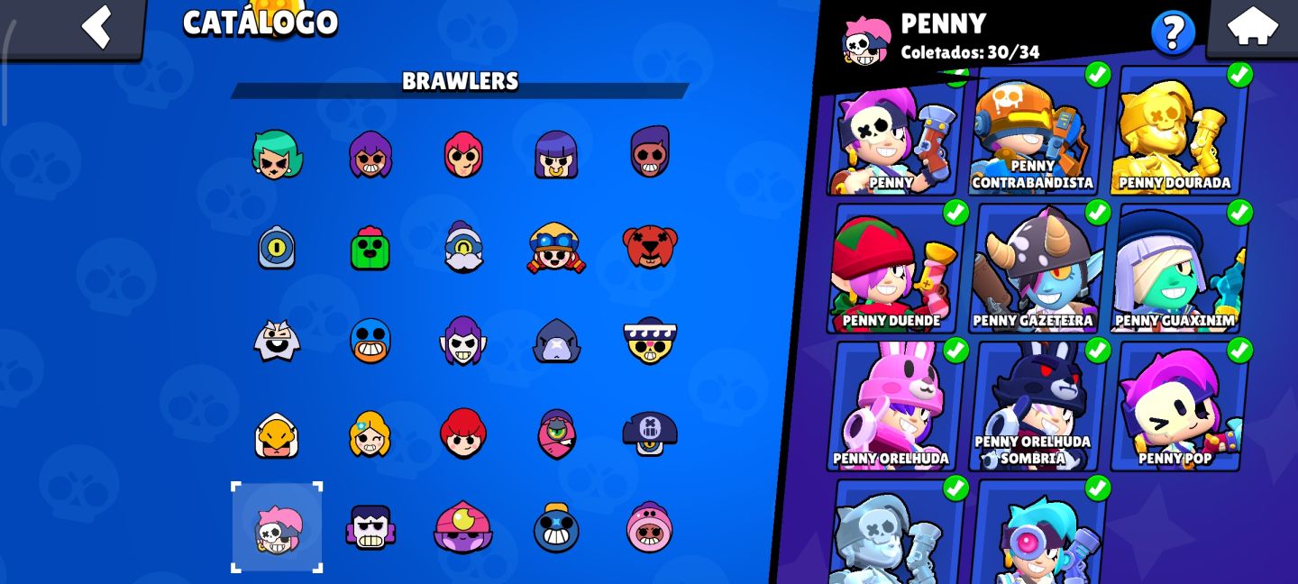 Conta brawl star bob sponja várias skins