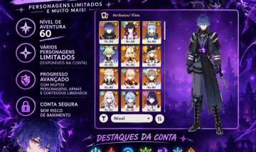 1 x Conta AR60 Genshin e Honkai com muitos personagens - PREÇO NEGOCIÁVEL