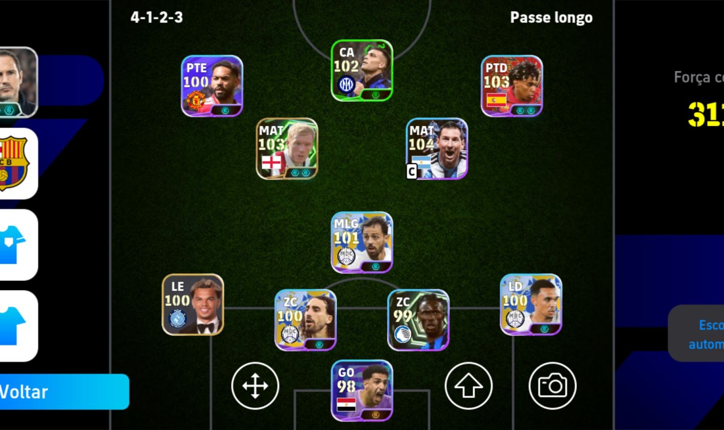 Conta de efootball com scholes + técnico + time montado