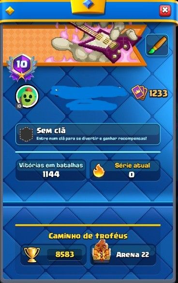 CONTA CLASH ROYALE PARADA 8583 TROFEUS 119/123 CARTAS
