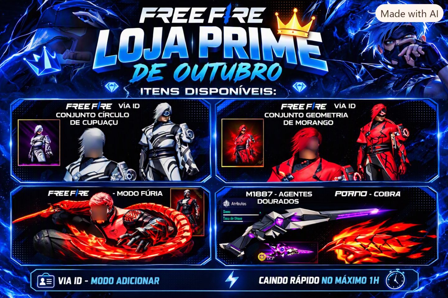 PROMOÇÃO LOJA PRIME [ GARENA FREE FIRE ] MÊS DE OUTUBRO