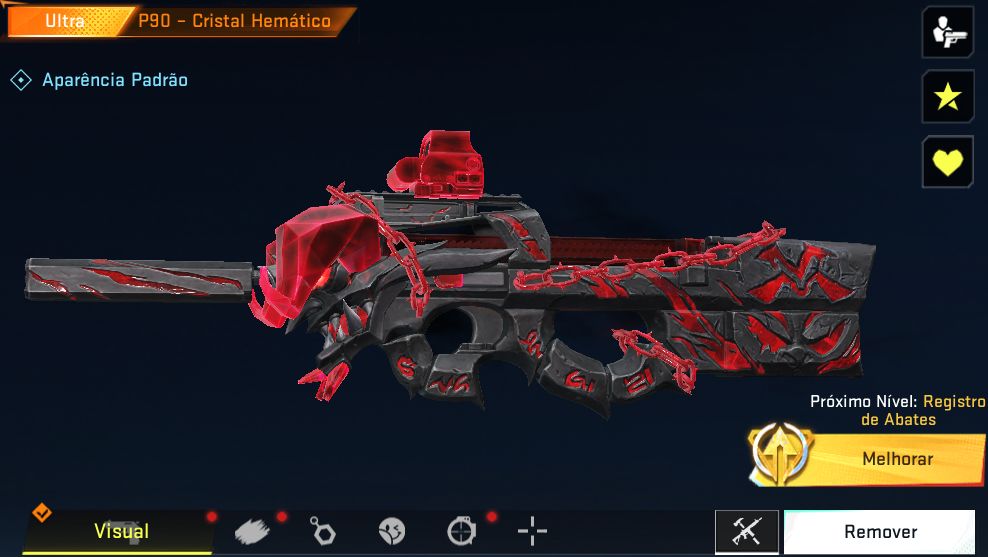 P90 Cristal Hematico + FACA Laminas Duplas - BLOOD STRIKE