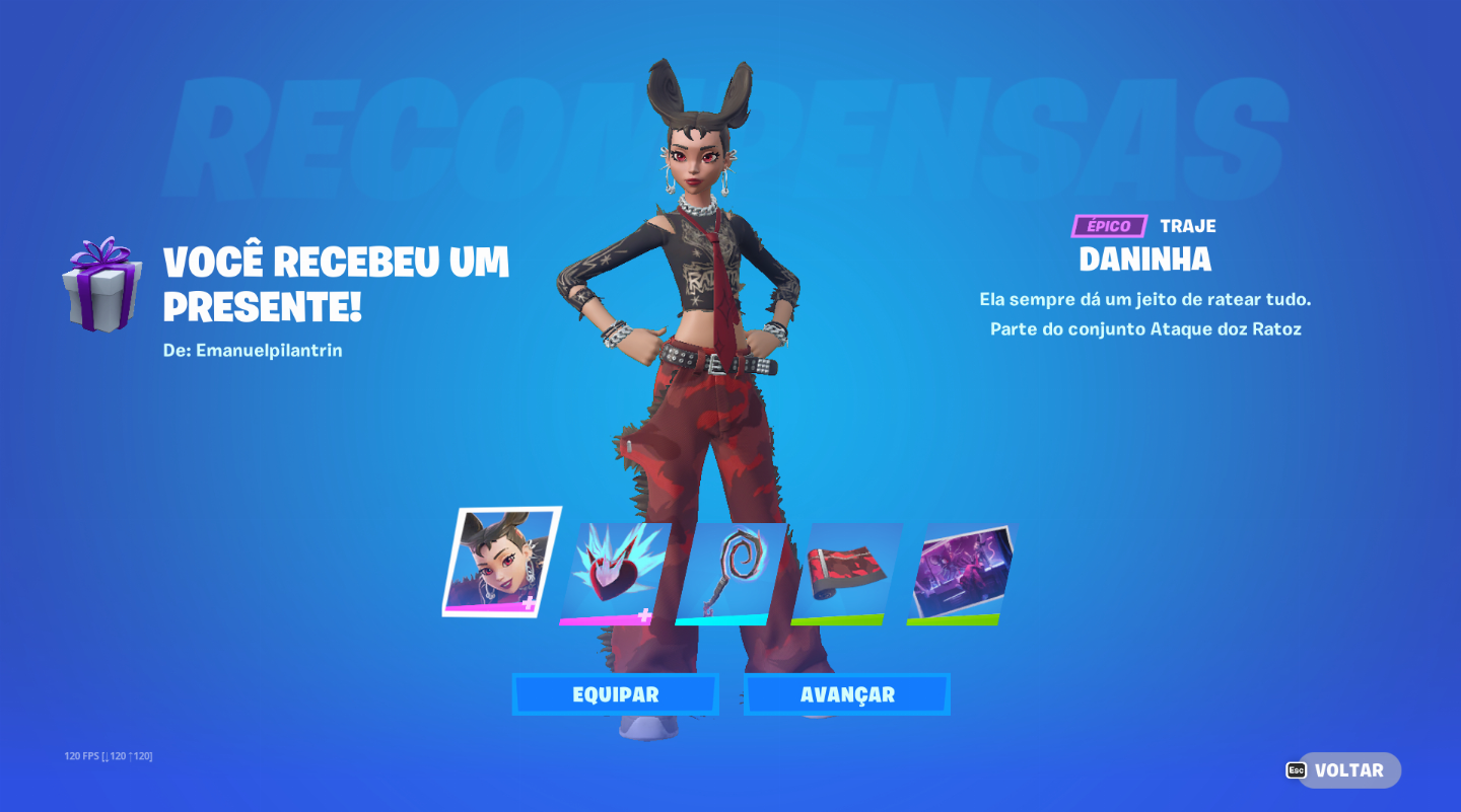 Fortnite Gifts: Skins/Itens - 50% do Valor