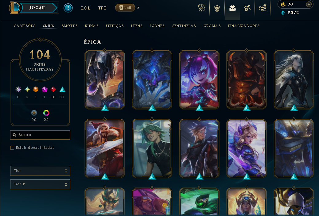 Conta de lol 109 skins 22 cromas gold 2