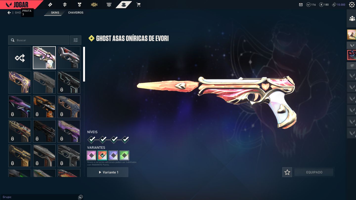Conta valorant lvl 155 elo prata 3