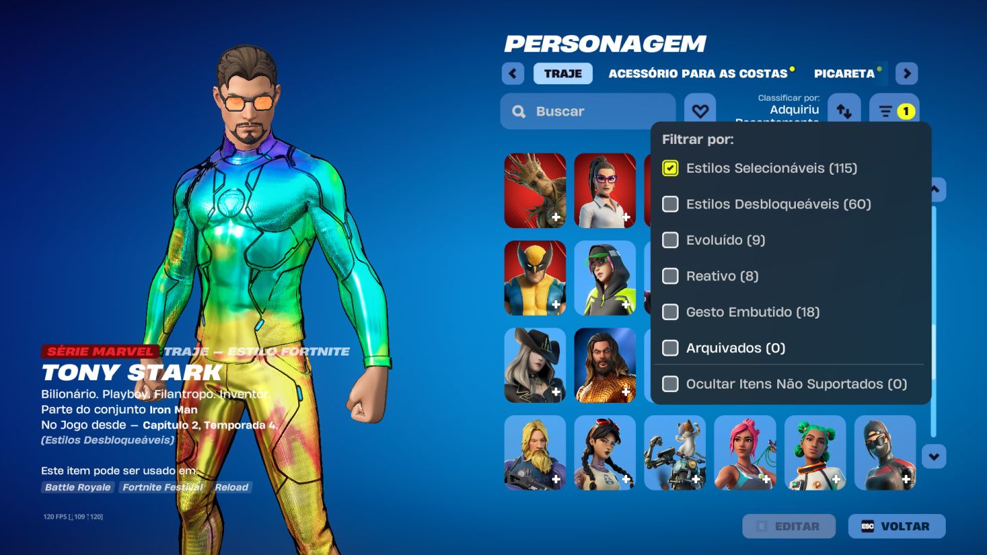 Fortnite 115 Skins, Machado Leviatã, Neymar, Lara Croft e 6 Passes Completos