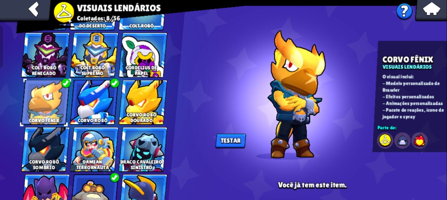 Brawl Stars 107/107 personagem e várias skins
