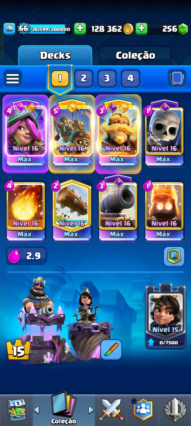 Conta 13,530 TROFÉUS (NIVEL 66) DECK FULL (16) 4500 GEMAS