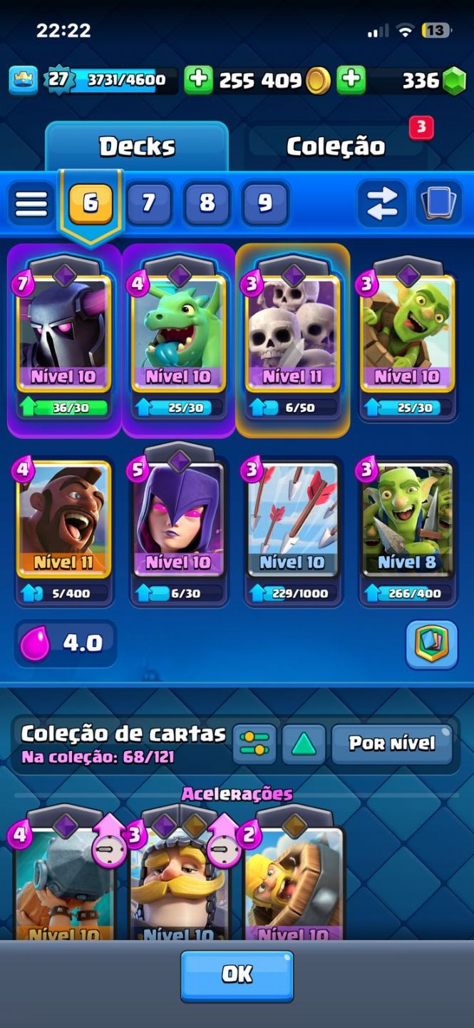 CONTA DE CLASH ROYALE COM 3,2K TROFEUS E BRAWL STARS 7,9K TROFEU E LENDARIO