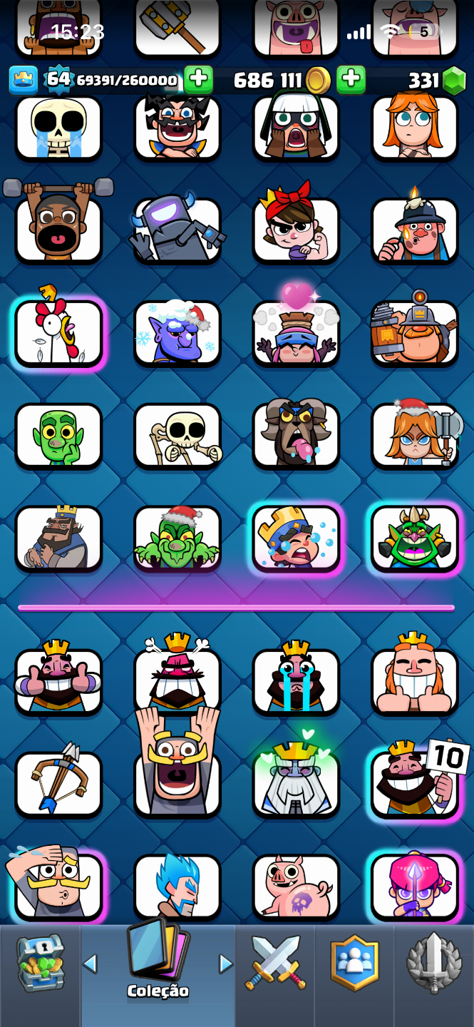 CONTA CLASH ROYALE 8 ANOS, CARTAS LEVEL 16 E 20 EVOLUÇÕES (VALOR NEGOCIAVEL)