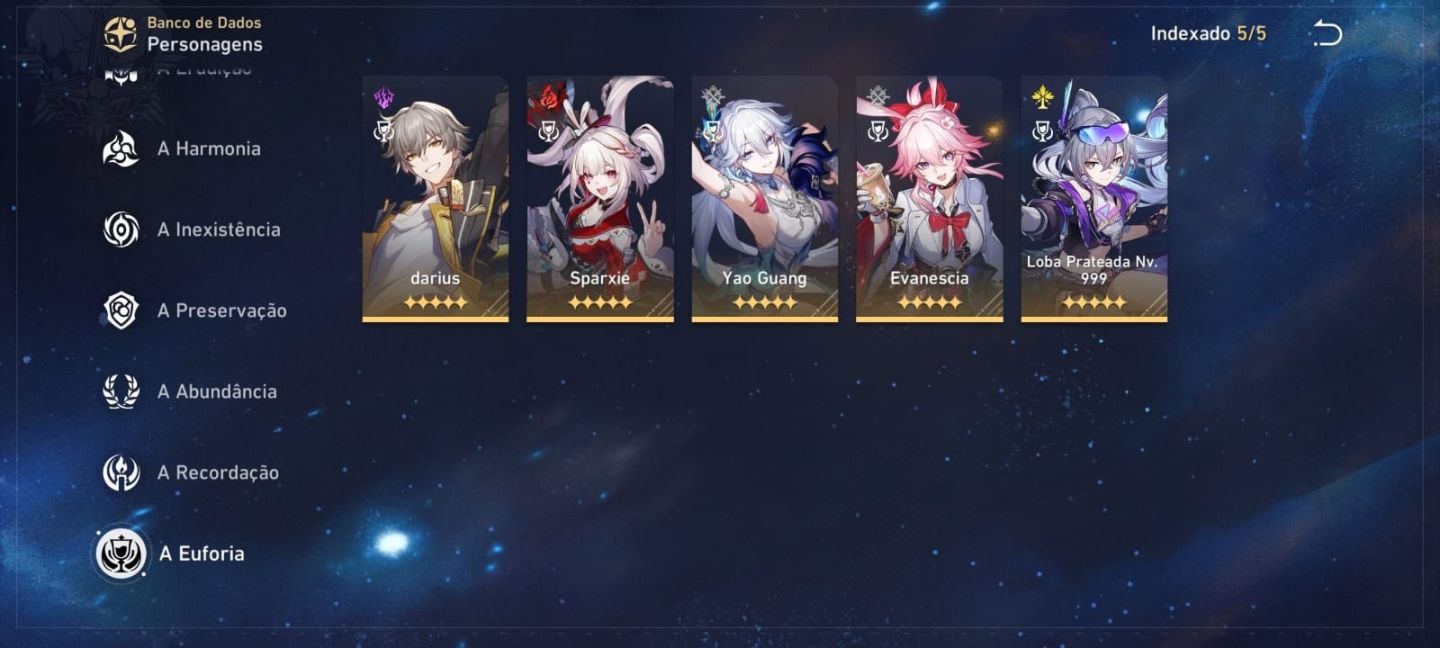 Conta AR70 end game, personagens t5 buildados