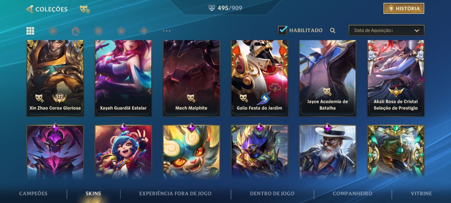 CONTA WILD RIFT FULL SKIN, Basicamente todos os champs tem skin