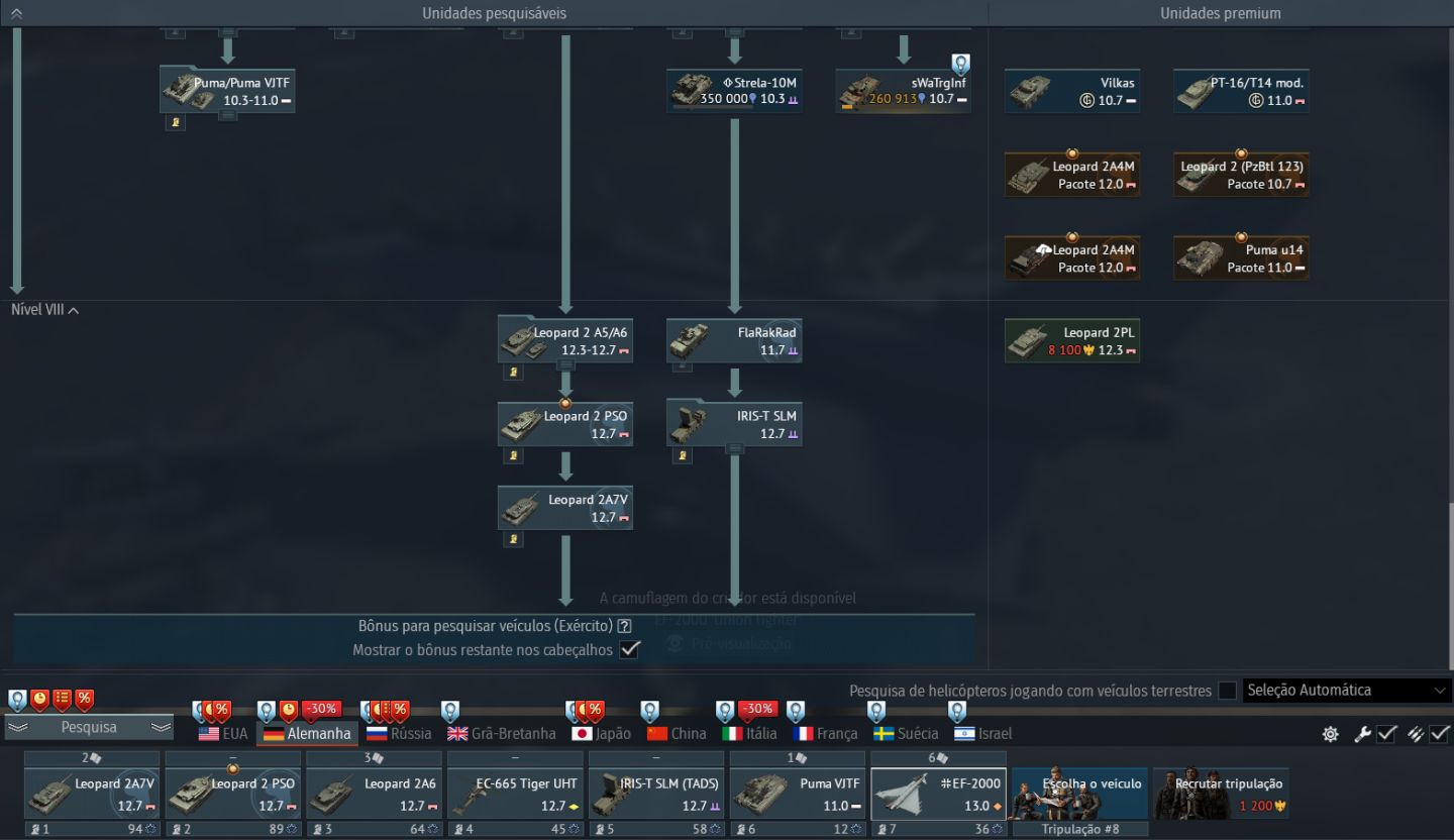 1 x Conta WarThunder com Alemanha/Russia FULL TOP TIER