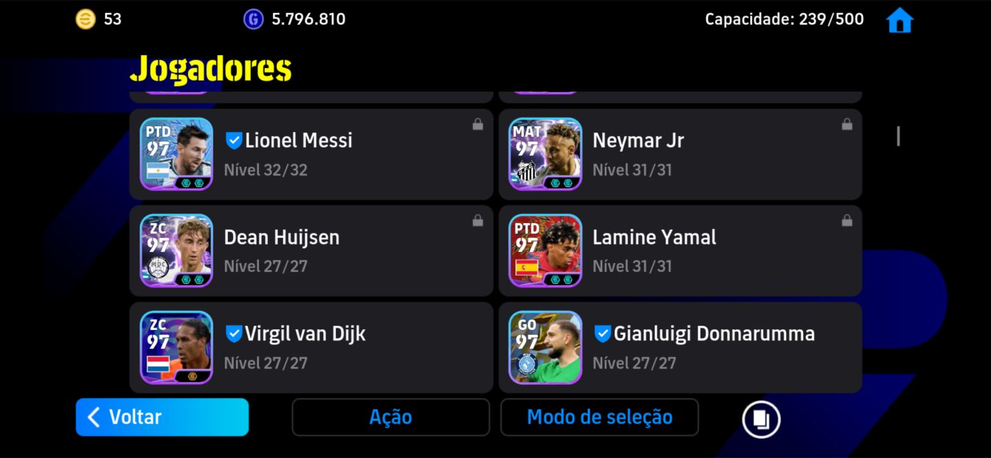 CONTA PRIME EFOOTBALL COM OS MELHORES JOGADORES