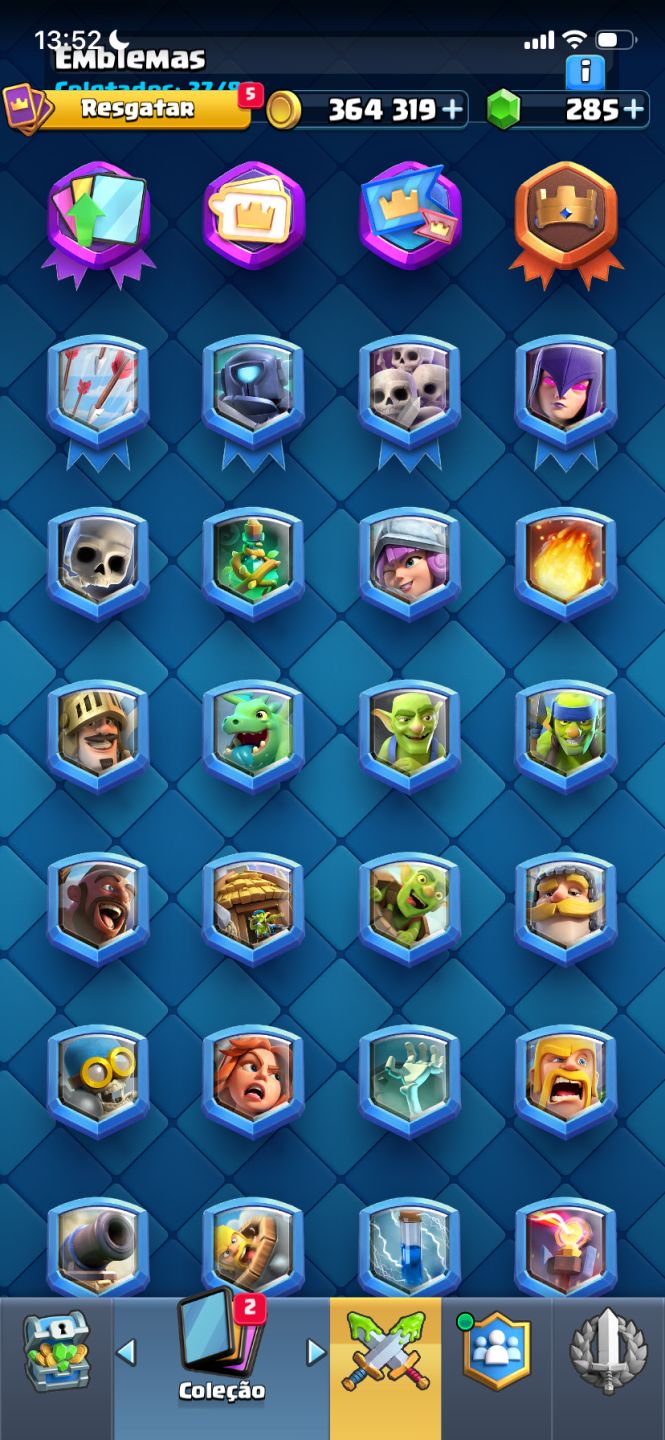 CONTA CLASH ROYALE | 3.083 TROFÉUS | CARTAS ARENAS 1-9| EMOTE 6-7 | 285 GEMAS