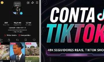 CONTA TIKTOK 48K - ANTIGA (5+ ANOS), SEGUIDOR REAL, LIVE, TTK SHOP, LINK NA BIO