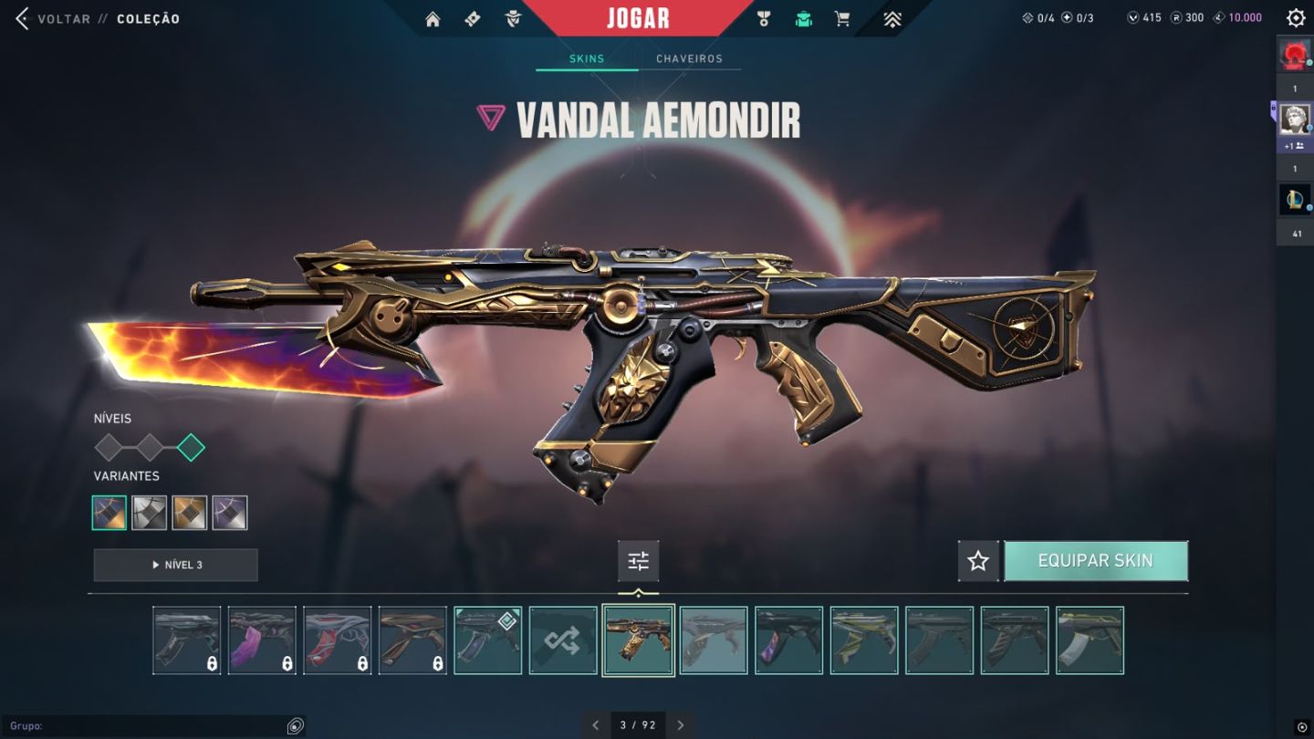 Conta valorant prata diversas skins