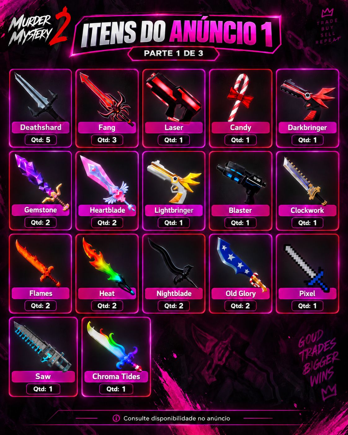 MM2 GODLYS | CHROMAS | FACAS E ARMAS | ENTREGA RÁPIDA