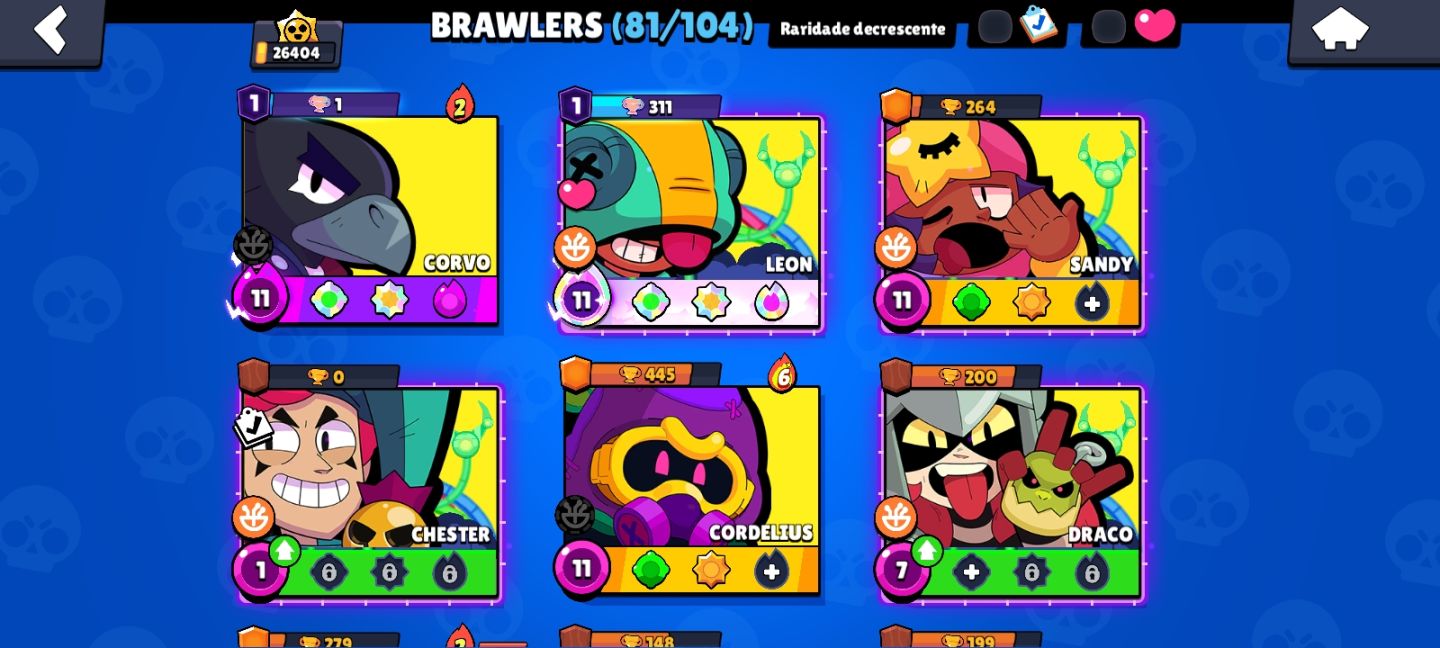 Conta antiga de brawl star main Leon