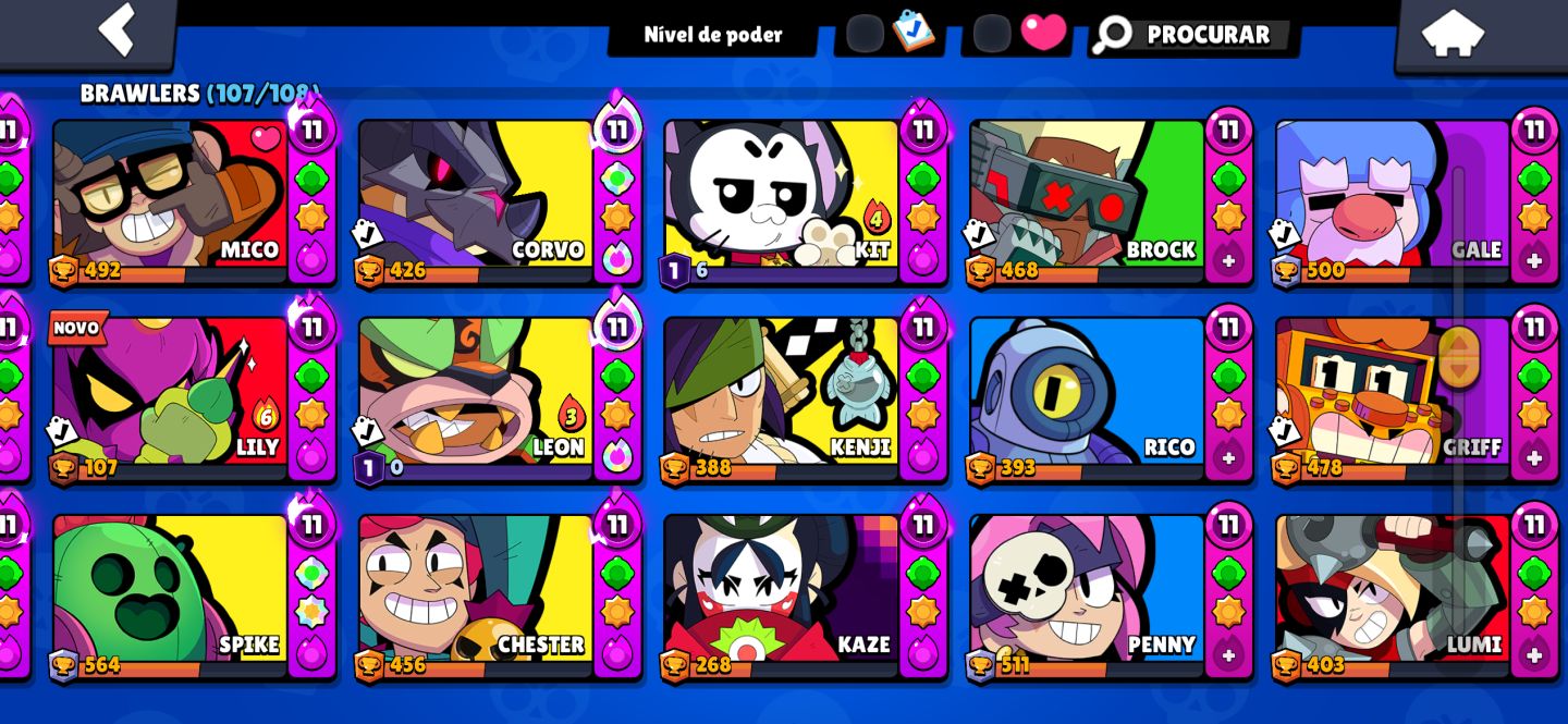 CONTA BRAWL STARS COM MUITOS PASSES E SKINS
