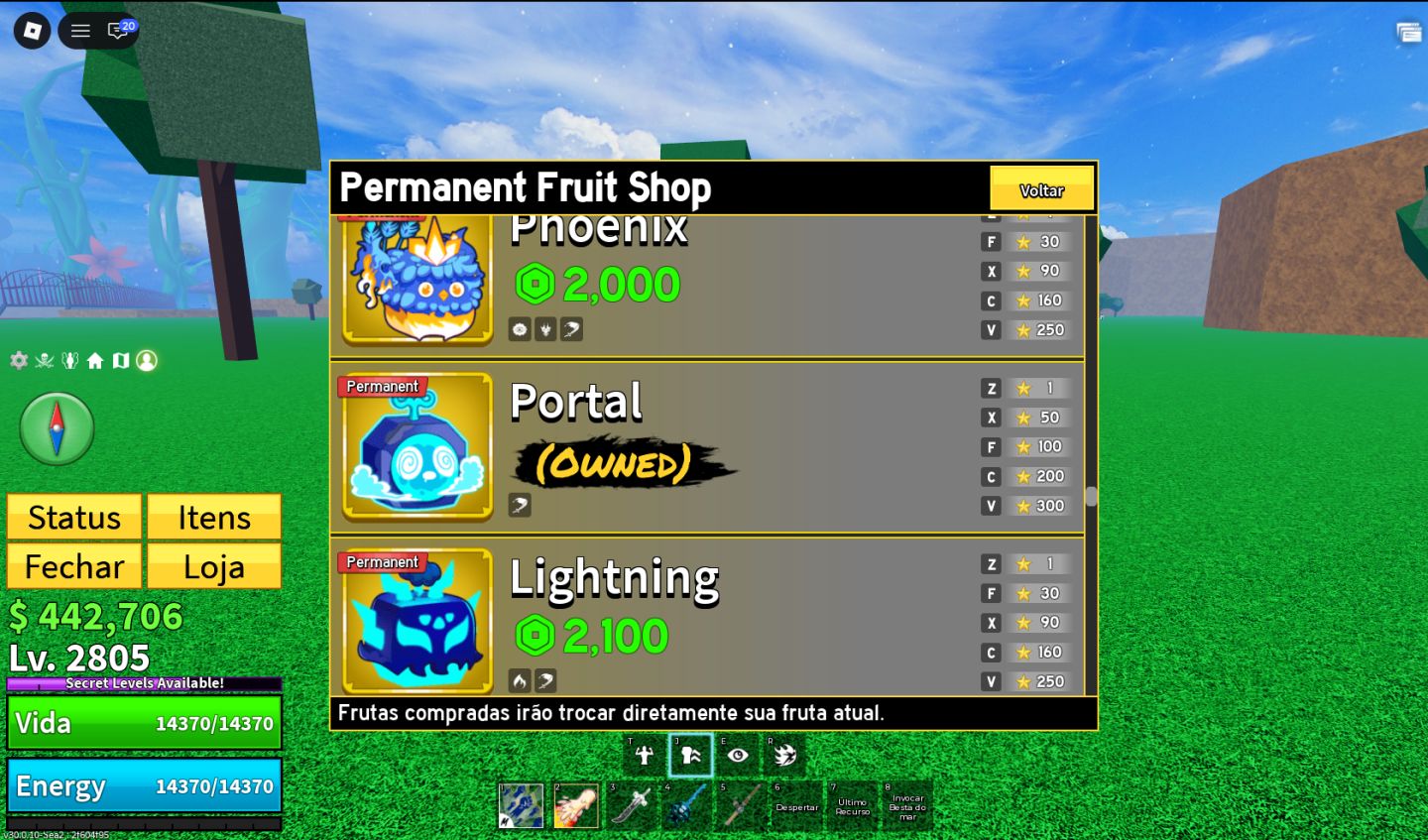 CONTA DE BLOX FRUITS COM FRUTAS PERM