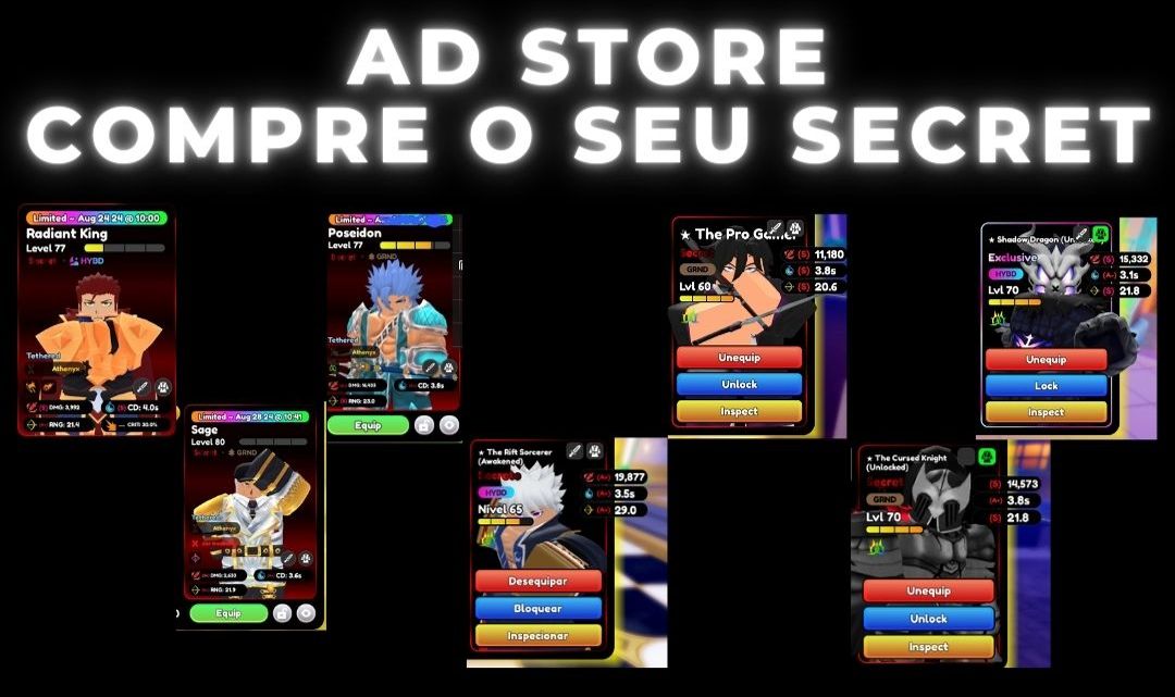 TODOS OS SECRETS DISPONIVEIS | 1M DE GEMAS = 12 REAIS - ANIME DEFENDERS