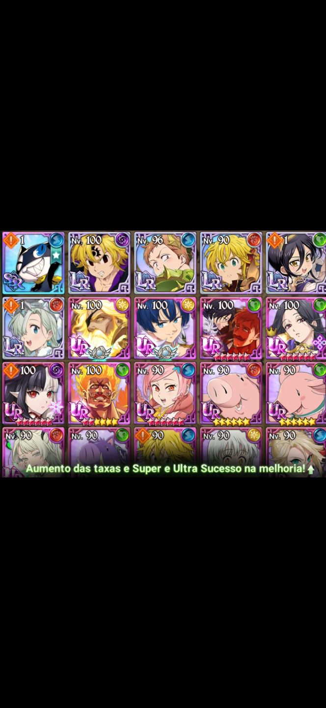 Conta 7ds grand cross Collab Persona5 personagens pvp e 362 a 400 diamantes