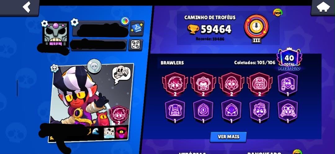 Conta Brawl Stars 59K - 105/107 - 40 Prest - Full P11