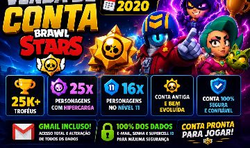CONTA BRAWL STARS TOP DE LINHA | 25K+ TROFÉUS | ACESSO COMPLETO
